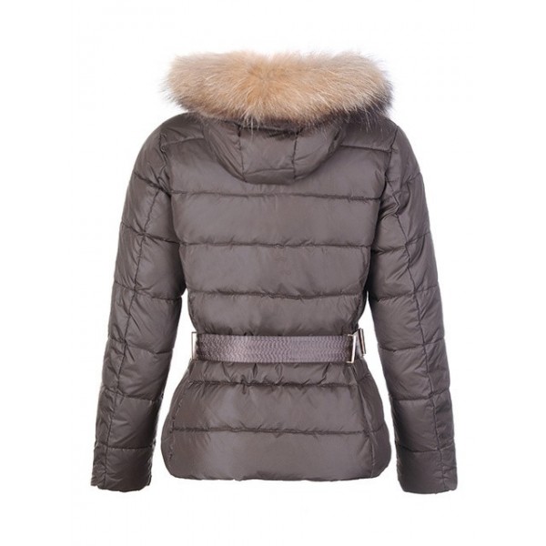 Moncler Breve marrone Fur Cap e cinturino caldo Cappotti uscita